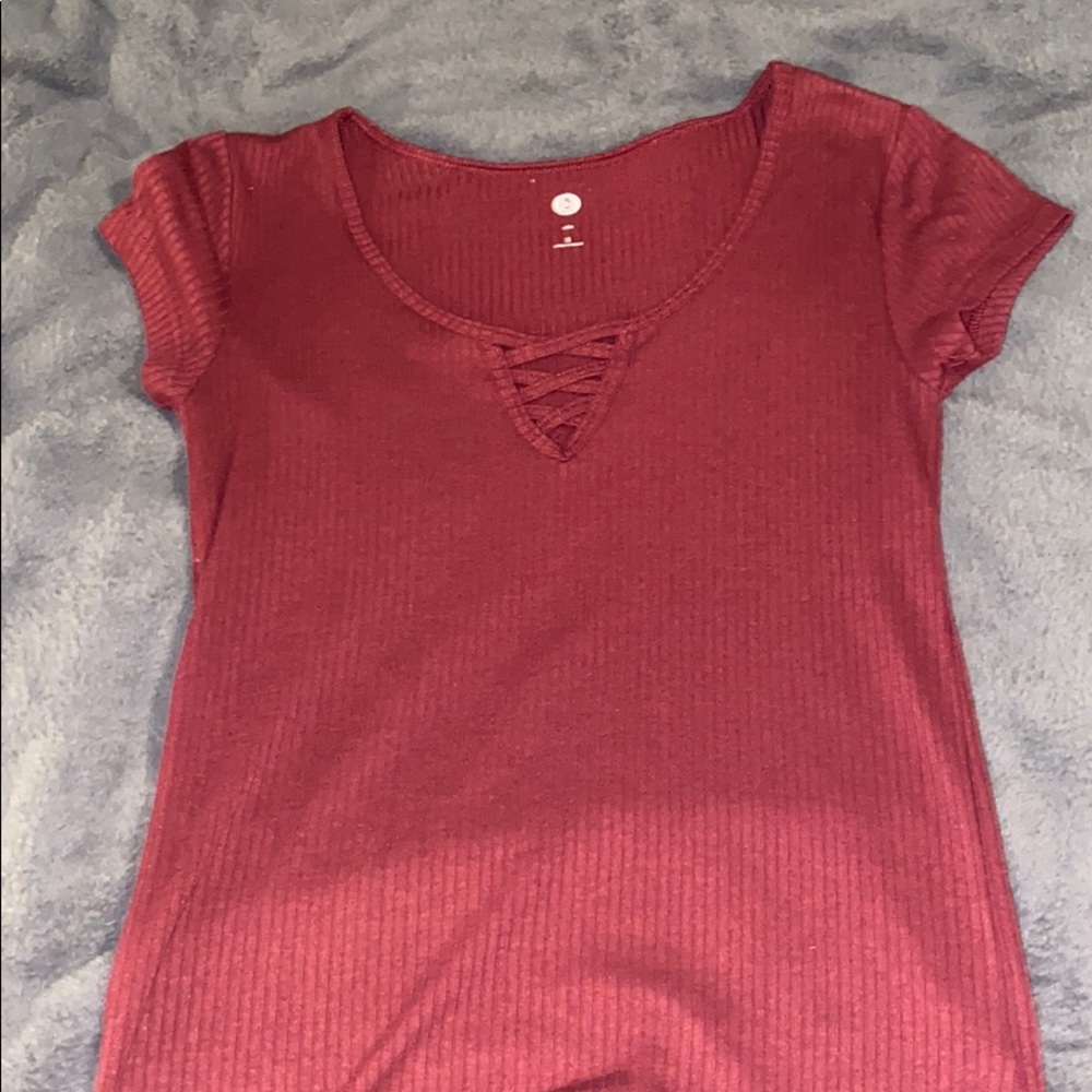 Burgundy tight shirt